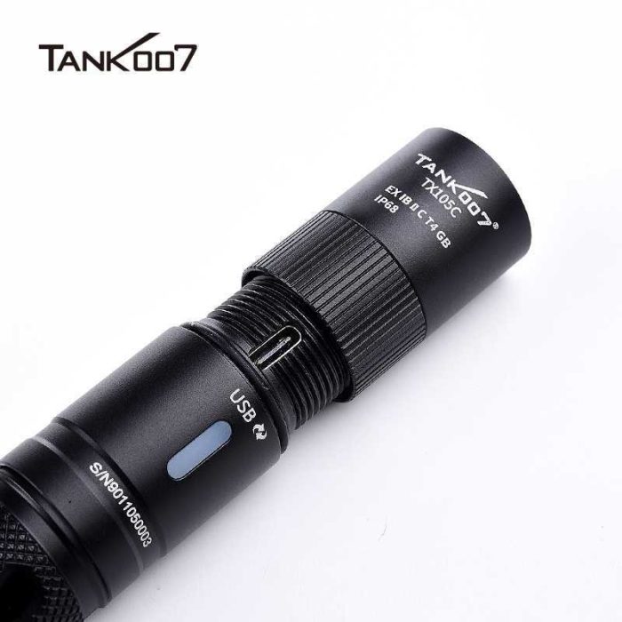 Tank007 TX105C Portable explosion-proof helmet mounted USB rechargeable LED torch flashlight - Image 4