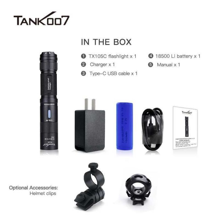 Tank007 TX105C Portable explosion-proof helmet mounted USB rechargeable LED torch flashlight - Image 7