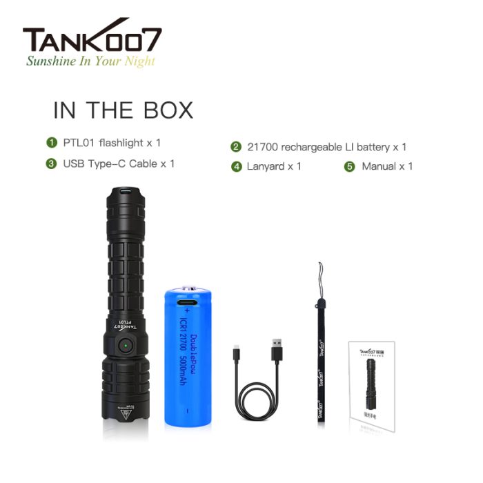 Tank007 PTL01 Rechargeable Laser Flashlight LED Torch White Laser Flashlight - Image 6