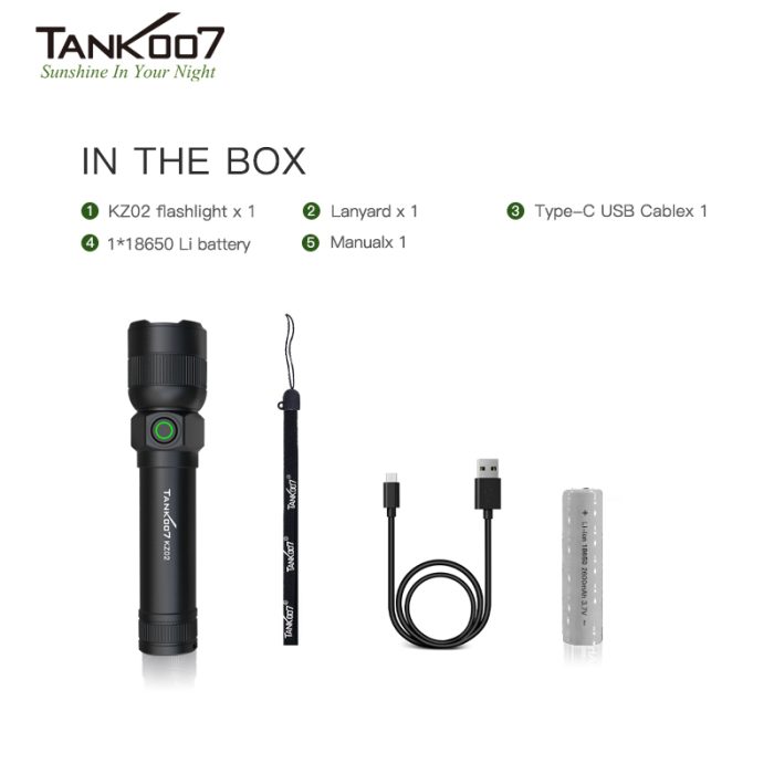 Powerful Rechargeable LED Flashlights KZ02 Waterproof Hunting Flashlight - Image 7