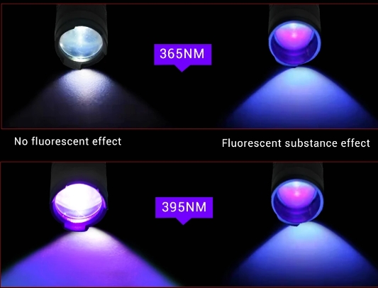 Between 365nm and 395nm UV Flashlights