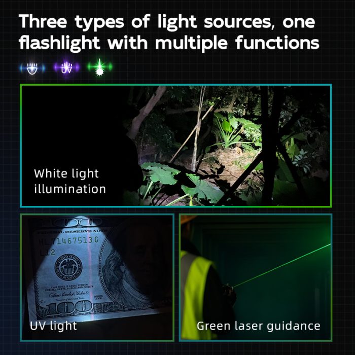 WF02L New 3-in-1 Magnetic EDC Flashlight UV Green Laser Multi-function Ultra-thin Strong Light Flashlight - Image 6